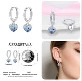 925 Silver Heart Pave CZ U Shape Hoop Earrings