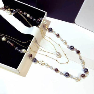 Multi-layer Pearl Necklace Long Necklace Women Sweater Chain