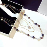 Multi-layer Pearl Necklace Long Necklace Women Sweater Chain