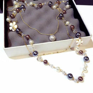 Multi-layer Pearl Necklace Long Necklace Women Sweater Chain