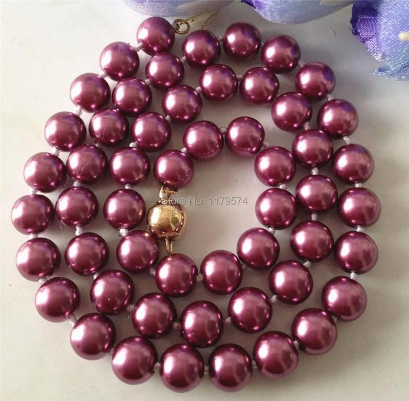 Red Shell Pearl Long Necklace Girl Women Party Birthday Gift Jewelry