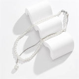 Efily Pearl Back Drop Necklace Long Bridal Chain Jewelry
