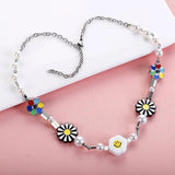Hip Hop Sunflower Daisy Necklace Stainless Steel