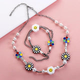 Hip Hop Sunflower Daisy Necklace Stainless Steel