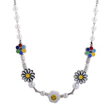 Hip Hop Sunflower Daisy Necklace Stainless Steel