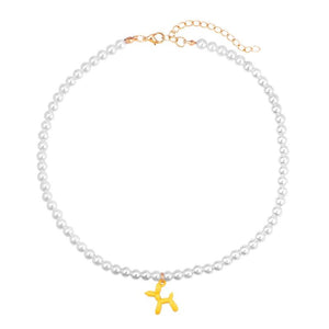 Enamel Balloon Dog Pendant Necklace for Women Girls