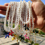 Enamel Balloon Dog Pendant Necklace for Women Girls
