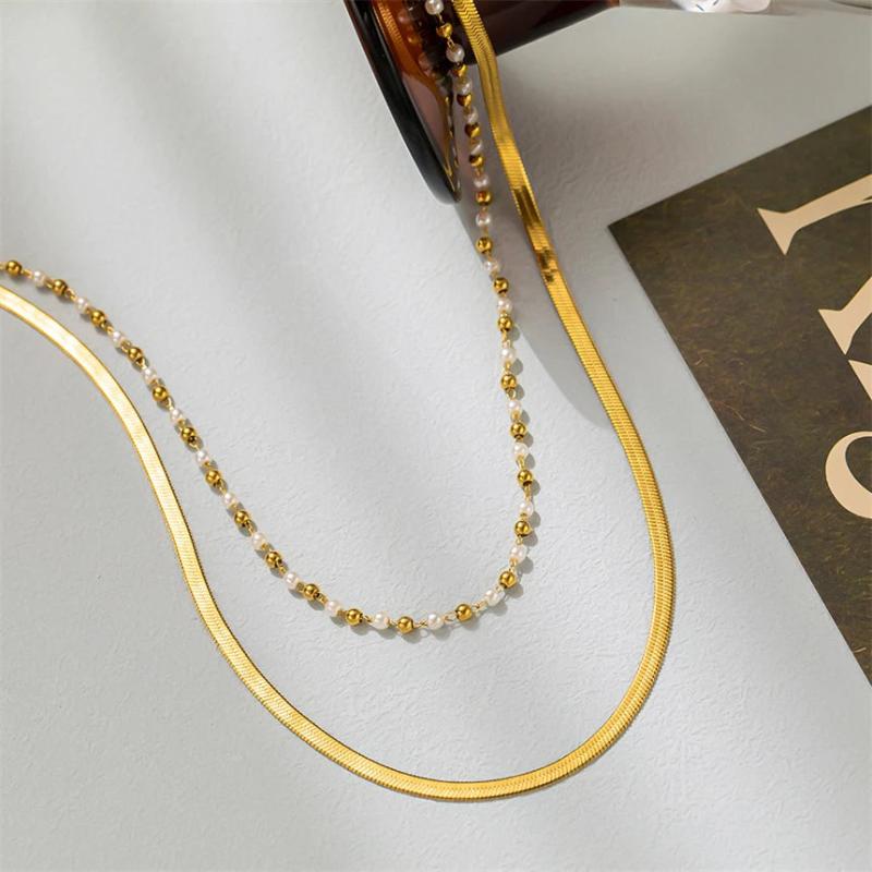 2 Layer Retro Simplicity Pearl Pendant Charm Necklace