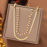 2 Layer Retro Simplicity Pearl Pendant Charm Necklace