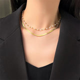 2 Layer Retro Simplicity Pearl Pendant Charm Necklace