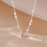VENTFILLE Silver Heart Crystal Pearl Necklace Vintage J