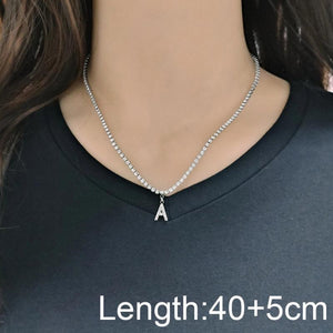 Letter Necklace Stainless Steel Alphabet Initial Pearl Zircon Pendant