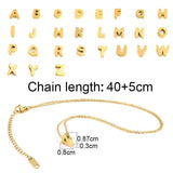 Letter Necklace Stainless Steel Alphabet Initial Pearl Zircon Pendant