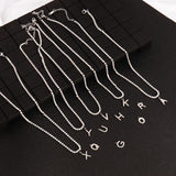 Letter Necklace Stainless Steel Alphabet Initial Pearl Zircon Pendant