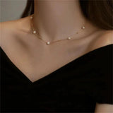 Minimalism Pearl Beading Pendant Short Clavicle Chain Necklace