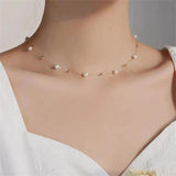 Minimalism Pearl Beading Pendant Short Clavicle Chain Necklace