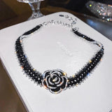Pearl Flower Crystal Necklaces for Women