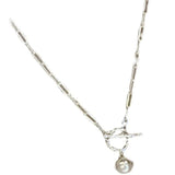 South Korea OT Button Natural Pearl Ball Texture Sweater Necklace