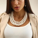 Multi-Layer Pearl Bead Chain Necklace for Women Wedding