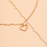 Efily Love Heart Pendant Backdrop Necklace Wedding Dress Accessories