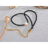 Crystal Beads Chain Pearl Collar Necklace for Women