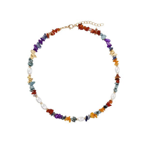 Mixed Colors Natural Stone Pearl Necklace for Women