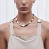 Mixed Colors Natural Stone Pearl Necklace for Women