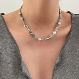 Freshwater Pearl Crystal Necklace Baroque Stone Pendant