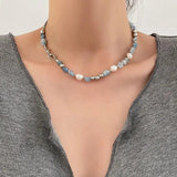 Freshwater Pearl Crystal Necklace Baroque Stone Pendant