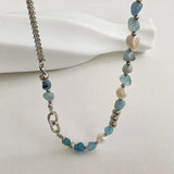 Freshwater Pearl Crystal Necklace Baroque Stone Pendant