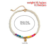 Polymer Clay Pearl Chain Necklace for Women Wedding Bride Boho Shell Pendant