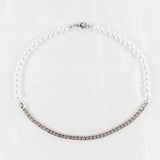 Men's Stainless Steel Cuban Chain Necklace with Half Pearls