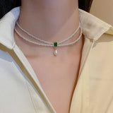 French Double Layer Sense Palace Retro Light Niche Pearl Necklace Female