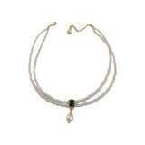 French Double Layer Sense Palace Retro Light Niche Pearl Necklace Female