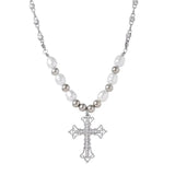 Gothic Pearl Cross Necklace Y2K Zircon Punk Pendant Necklace