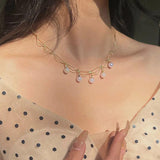 Kpop Pearl Choker Necklace Double Layer Chain Pendant For Women Jewelry