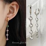 Stainless Steel Cubic Zirconia Long Earrings