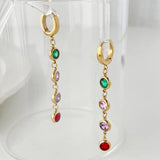 Stainless Steel Cubic Zirconia Long Earrings