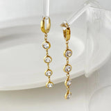 Stainless Steel Cubic Zirconia Long Earrings