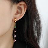 Stainless Steel Cubic Zirconia Long Earrings