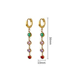Stainless Steel Cubic Zirconia Long Earrings