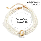 Vintage Pearl Choker Necklace for Women Goth Rhinestone Chain