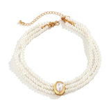 Vintage Pearl Choker Necklace for Women Goth Rhinestone Chain