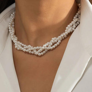 Boho Sweet Pearl Fried Dough Beaded Collar Necklace Women