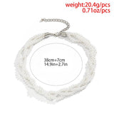 Boho Sweet Pearl Fried Dough Beaded Collar Necklace Women