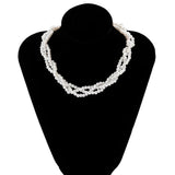 Boho Sweet Pearl Fried Dough Beaded Collar Necklace Women