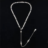 Simulated Pearl Backdrop Necklaces Back Chain Jewelry For Women