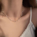 VENTFILLE Silver Pearl Necklace Beads Choker Neck Chain Kpop Vintage Jewelry