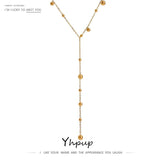 Stainless Steel Bead Pendant Necklace Minimalist Metal Collar Jewelry