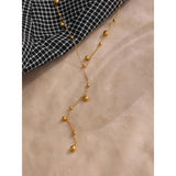 Stainless Steel Bead Pendant Necklace Minimalist Metal Collar Jewelry